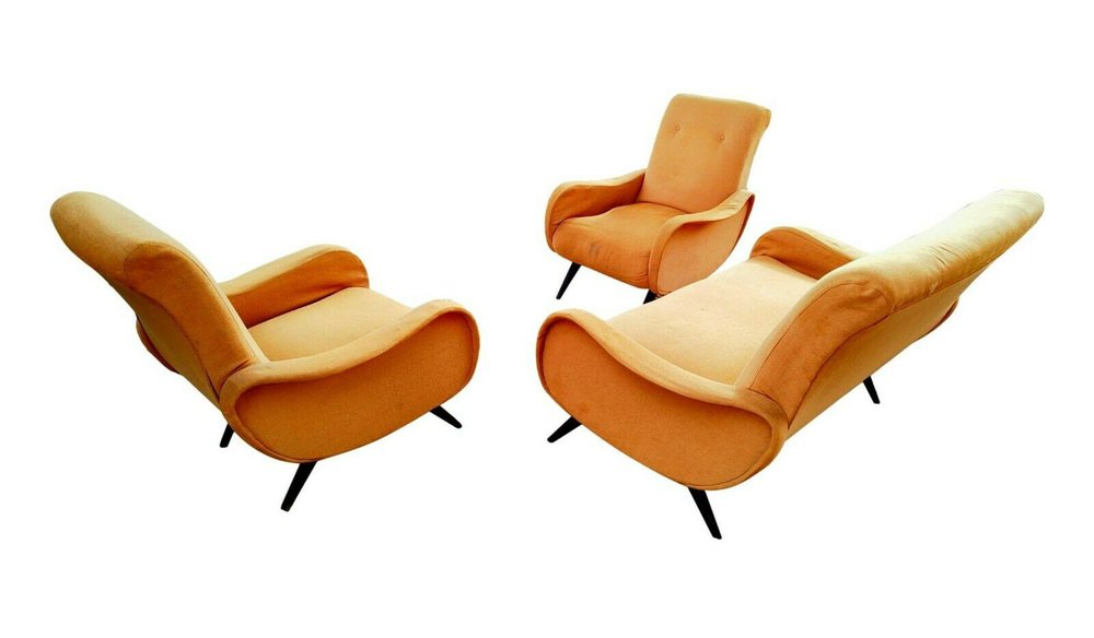 Sofa and Armchairs, 1960s, Set of 3