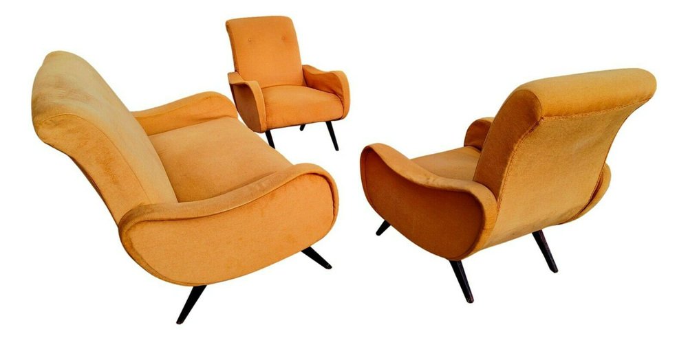 Sofa and Armchairs, 1960s, Set of 3