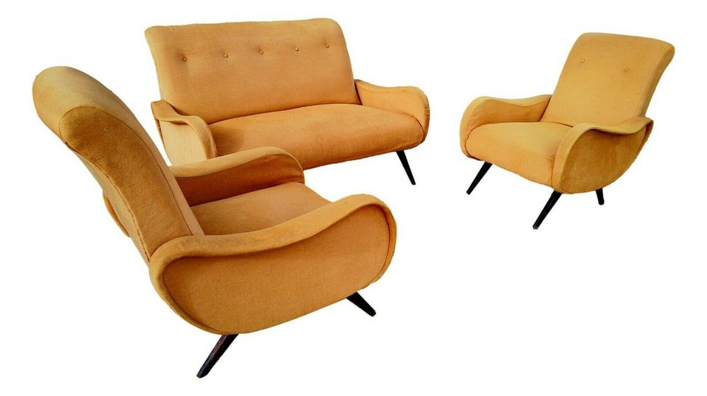 Sofa and Armchairs, 1960s, Set of 3