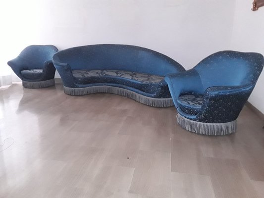 Sofa and Armchairs by Federico Munari, 1950s, Set of 3-OLY-1725690