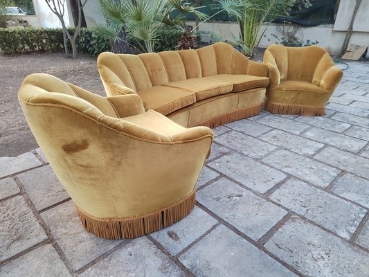 Sofa and Armchairs in the style of Gio Ponti from Isa Bergamo, 1960s, Set of 3-FIP-1774487