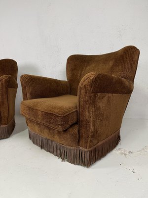 Sofa and Armchairs in Velvet and Brass from ISA Bergamo, 1950s, Set of 3-TPO-1780703