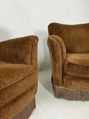 Sofa and Armchairs in Velvet and Brass from ISA Bergamo, 1950s, Set of 3-TPO-1780703