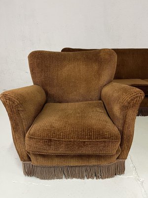 Sofa and Armchairs in Velvet and Brass from ISA Bergamo, 1950s, Set of 3-TPO-1780703