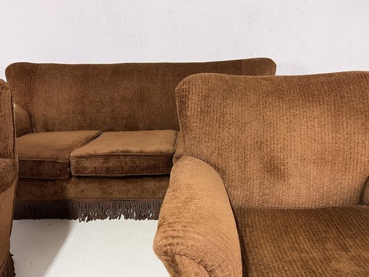 Sofa and Armchairs in Velvet and Brass from ISA Bergamo, 1950s, Set of 3-TPO-1780703