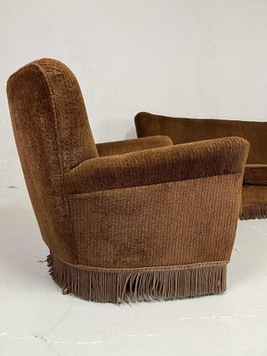 Sofa and Armchairs in Velvet and Brass from ISA Bergamo, 1950s, Set of 3-TPO-1780703