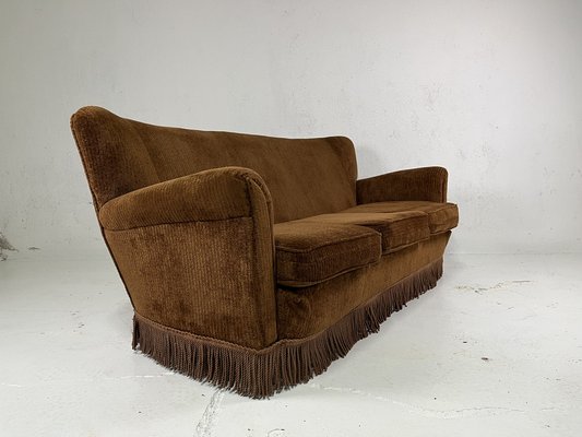 Sofa and Armchairs in Velvet and Brass from ISA Bergamo, 1950s, Set of 3-TPO-1780703