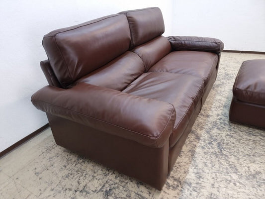 Sofa and Stool in Leather by Tito Agnoli for Poltrona Frau, Set of 2