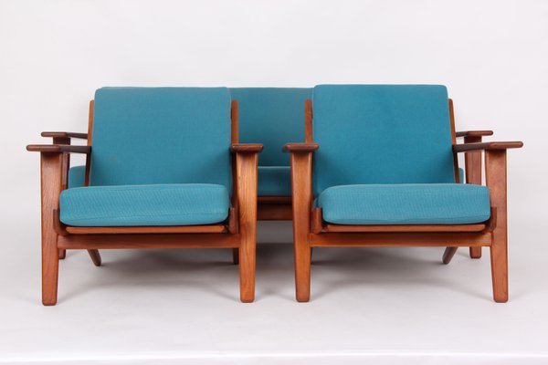 Sofa and Teak Armchairs by Hans J. Wegner for Getama, 1960s, Set of 3