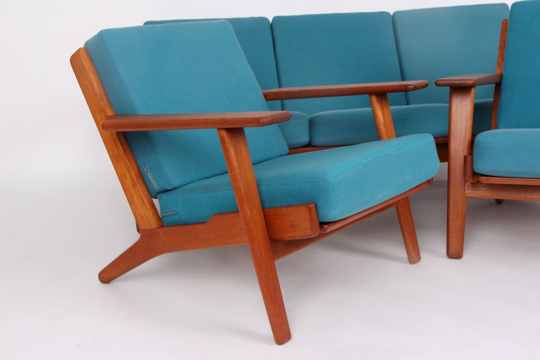 Sofa and Teak Armchairs by Hans J. Wegner for Getama, 1960s, Set of 3