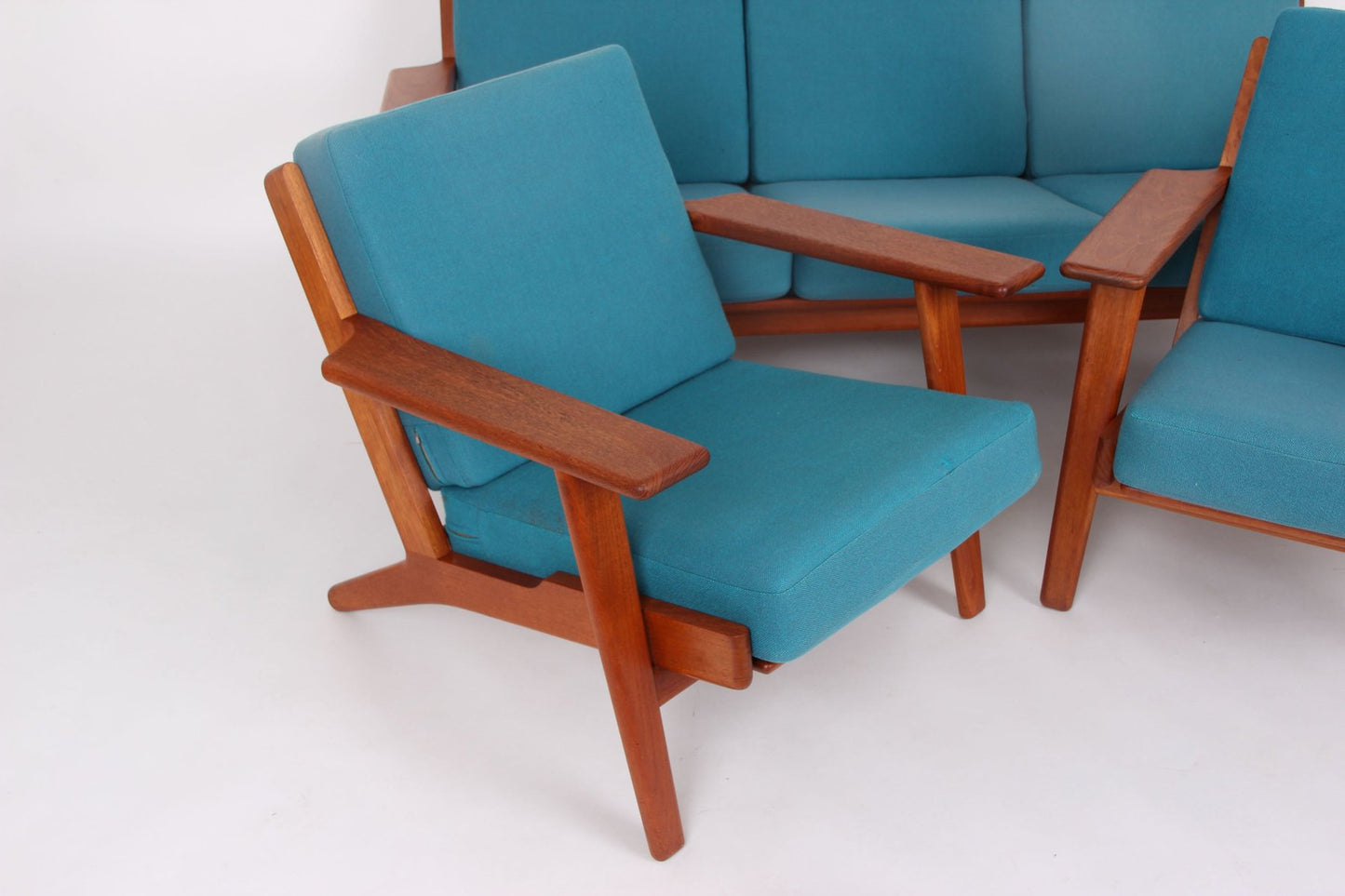 Sofa and Teak Armchairs by Hans J. Wegner for Getama, 1960s, Set of 3