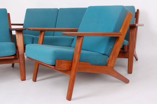 Sofa and Teak Armchairs by Hans J. Wegner for Getama, 1960s, Set of 3-DQ-1952124