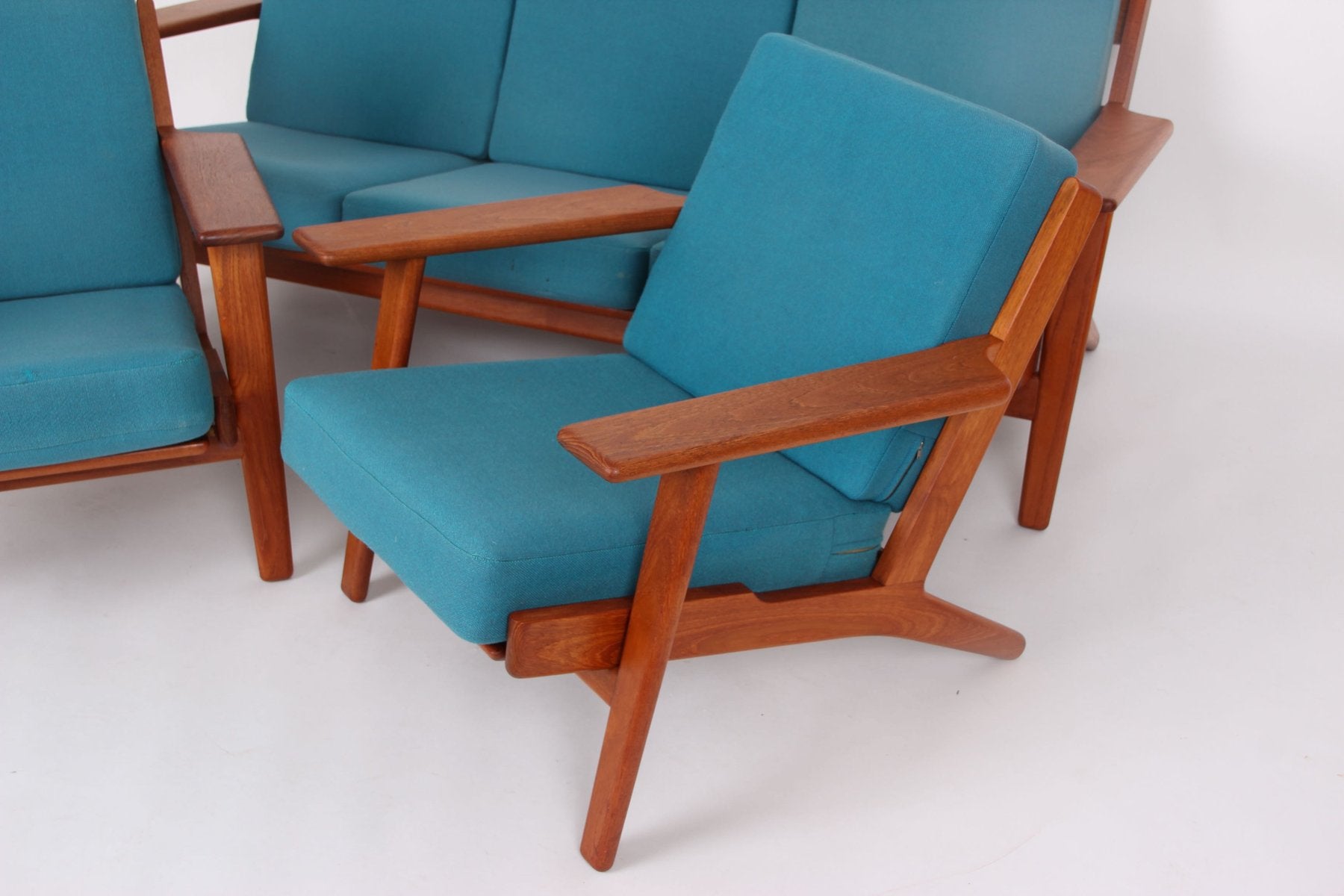 Sofa and Teak Armchairs by Hans J. Wegner for Getama, 1960s, Set of 3