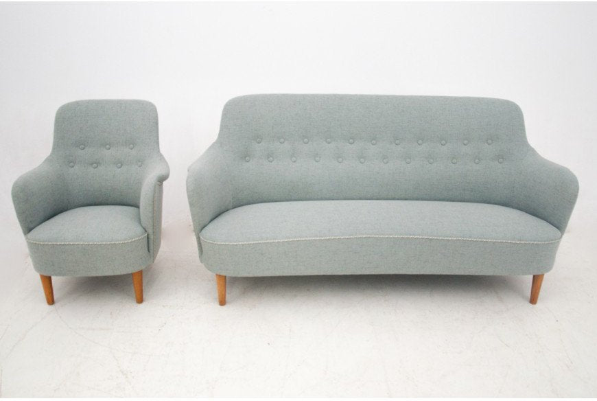 Sofa & Armchair by Carl Malmsten, Sweden, 1950s, Set of 2