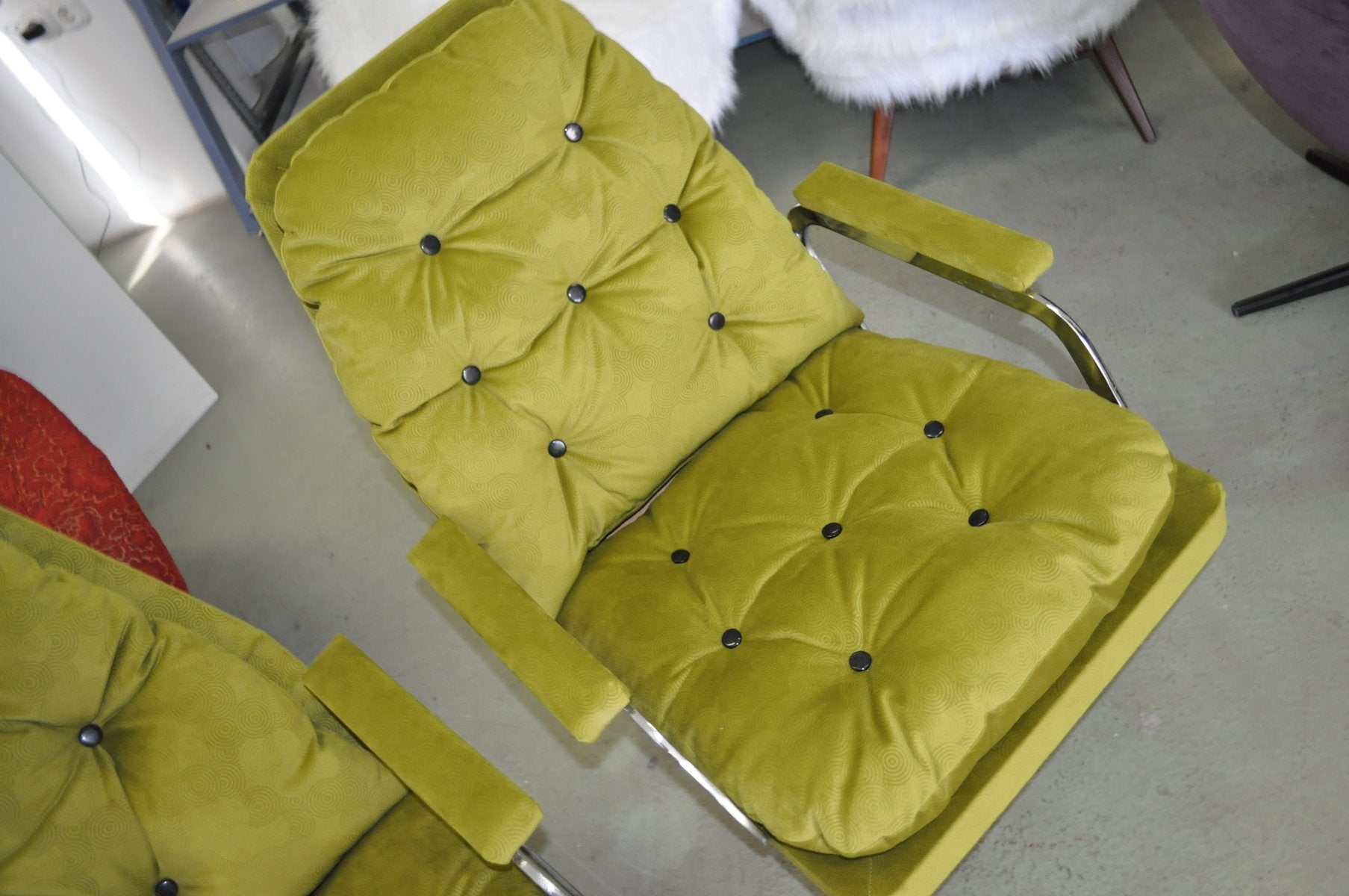 Sofa & Armchairs in Fabric, 1960s, Set of 3