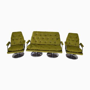 Sofa & Armchairs in Fabric, 1960s, Set of 3-OXJ-701907