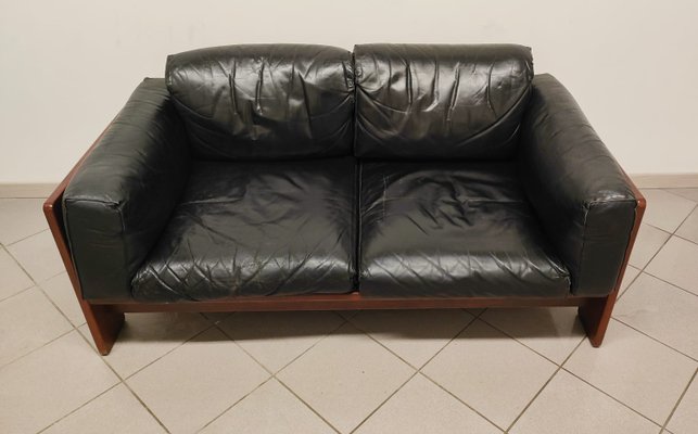 Sofa in Black Leather by Afra & Tobia Scarpa for Gavina-AKW-2021628