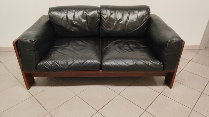 Sofa in Black Leather by Afra & Tobia Scarpa for Gavina-AKW-2021628