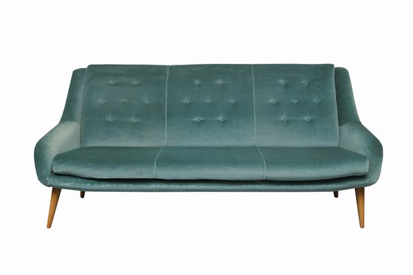 Sofa in Blue Velour, 1950s-PF-1369459