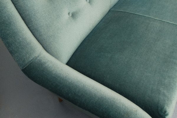 Sofa in Blue Velour, 1950s-PF-1369459