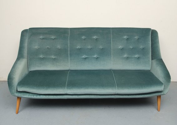 Sofa in Blue Velour, 1950s-PF-1369459