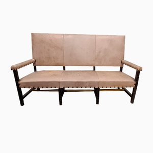 Sofa in Brass Lacquered Wood and Leather-RPW-1793223