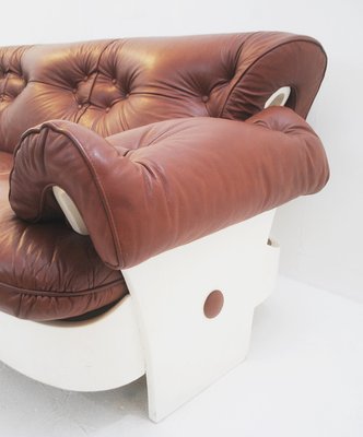 Sofa in Leather and Lacquered Wood, Italy, 1980s-FGA-922850