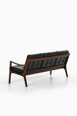 Sofa in Rosewood and Original Black Leather attributed to Ole Wanscher, 1951-SC-2022146