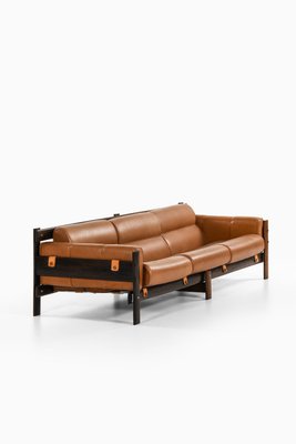 Sofa in Rosewood, Leather and Chrome attributed to Percival Lafer, 1970s-SC-2026078