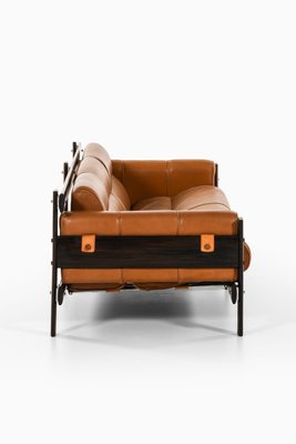 Sofa in Rosewood, Leather and Chrome attributed to Percival Lafer, 1970s-SC-2026078