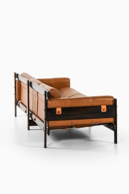 Sofa in Rosewood, Leather and Chrome attributed to Percival Lafer, 1970s-SC-2026078