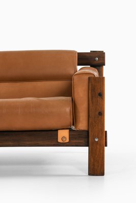 Sofa in Rosewood, Leather and Chrome attributed to Percival Lafer, 1970s-SC-2026078