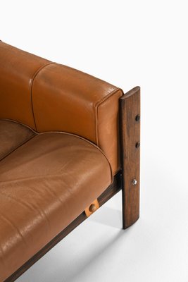 Sofa in Rosewood, Leather and Chrome attributed to Percival Lafer, 1970s-SC-2026078