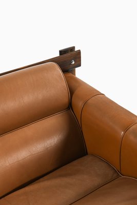 Sofa in Rosewood, Leather and Chrome attributed to Percival Lafer, 1970s-SC-2026078