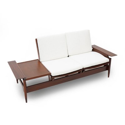 Sofa in Wood and White Bouclé by Mario Franchioni for Framar, 1960s-EZ-1768687