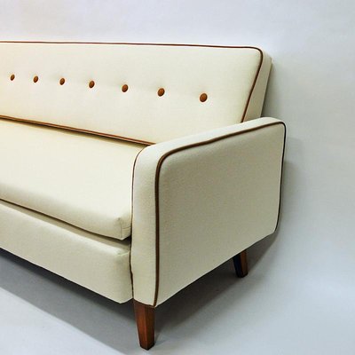 Sofa or Daybed in White Wool from Ire Möbler, Sweden, 1950s-HEU-938851