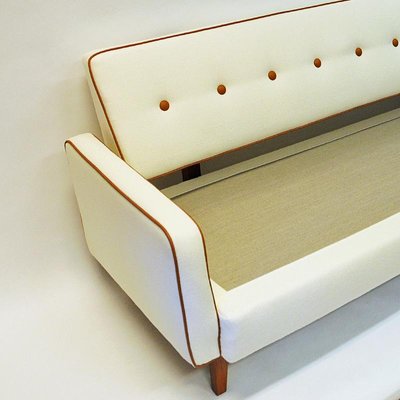 Sofa or Daybed in White Wool from Ire Möbler, Sweden, 1950s-HEU-938851