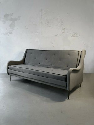 Sofa with Grey Felt, France, 1950s-NLF-960879