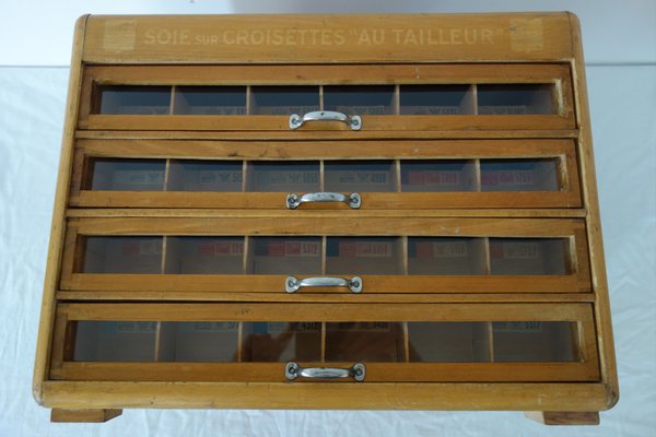 Soie Sur Croisette Haberdashery Display Unit with 4 Vintage Drawers, France, 1930s-XTZ-2020679