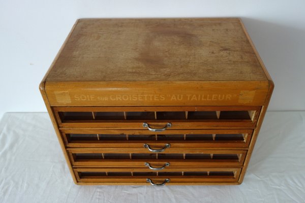 Soie Sur Croisette Haberdashery Display Unit with 4 Vintage Drawers, France, 1930s-XTZ-2020679