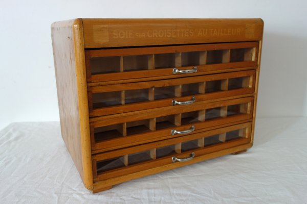 Soie Sur Croisette Haberdashery Display Unit with 4 Vintage Drawers, France, 1930s-XTZ-2020679