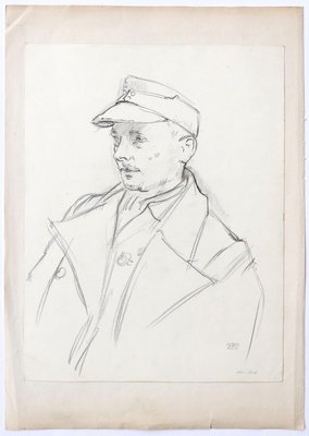 Soldier - Pencil Drawing by J. Hirtz - Mid 20th Century Mid 20th Century-ZCI-758472