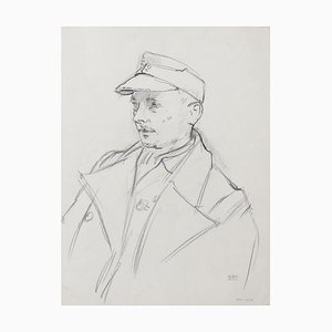 Soldier - Pencil Drawing by J. Hirtz - Mid 20th Century Mid 20th Century-ZCI-758472