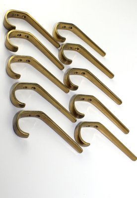 Solid Brass Hooks in the Style of Carl Auböck, 1950s, Set of 10-ZWH-955201