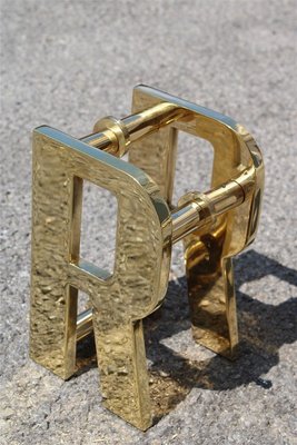 Solid Brass Letter R Handles, 1970s, Set of 2-EH-732056