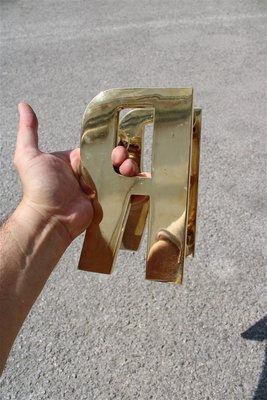 Solid Brass Letter R Handles, 1970s, Set of 2-EH-732056