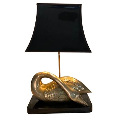 Solid Brass Table Lamp with Swan Motif-JG-1239513