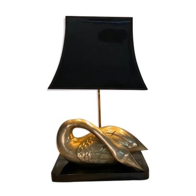 Solid Brass Table Lamp with Swan Motif-JG-1239513