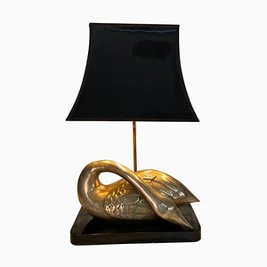 Solid Brass Table Lamp with Swan Motif-JG-1239513