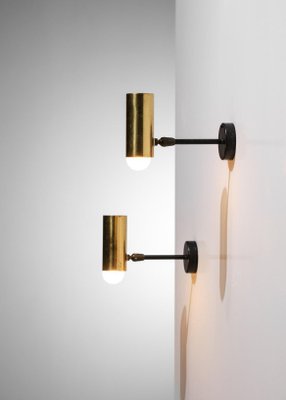 Solid Brass Tube Sconces in the Style of Jean Rene Caillette, 1950s, Set of 2-YU-1312234